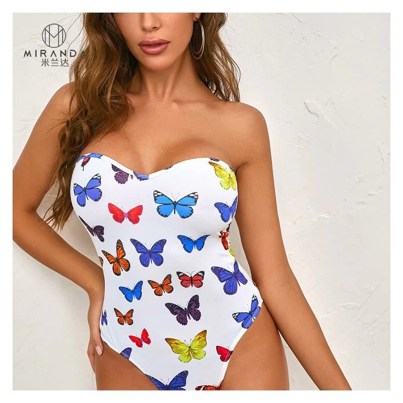 Wholesale Butterfly Print Tube Bodysuit For Women Sexy Buy High