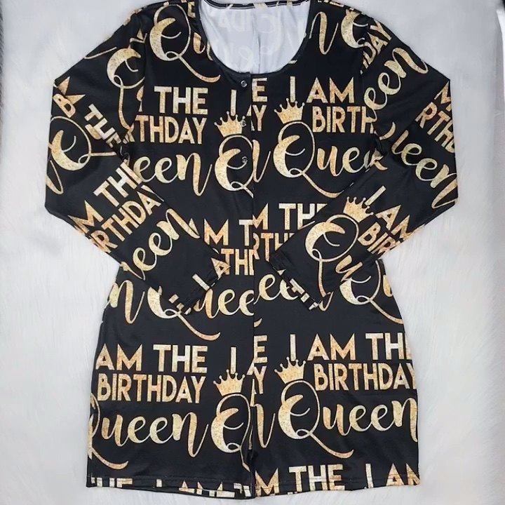 Birthday Queen Fashion Adult Pajama Women Happy Birthday Onesie Pajamas