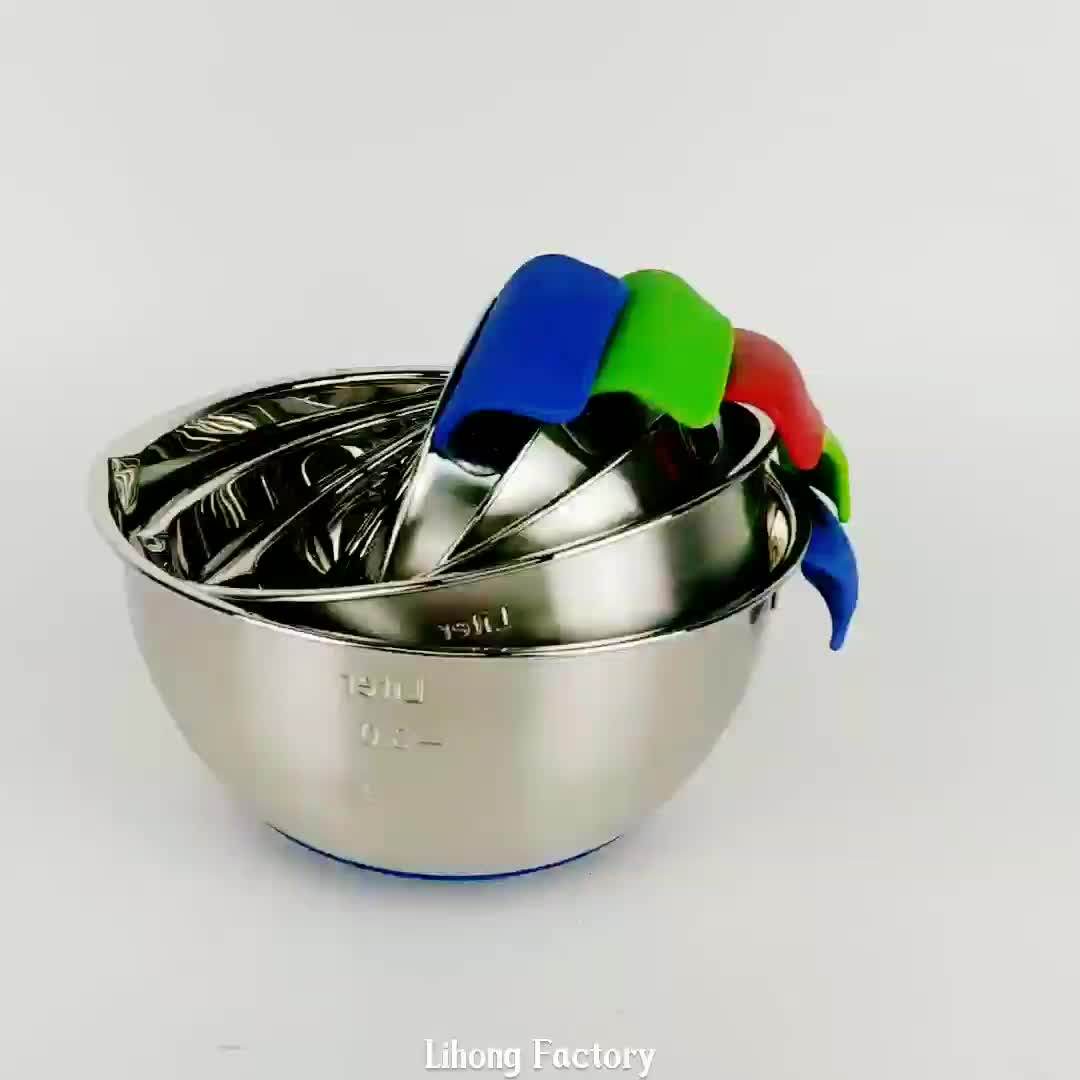 1624cm Stainless Steel Mixing Bowls With Silicone Handles Easy Pour