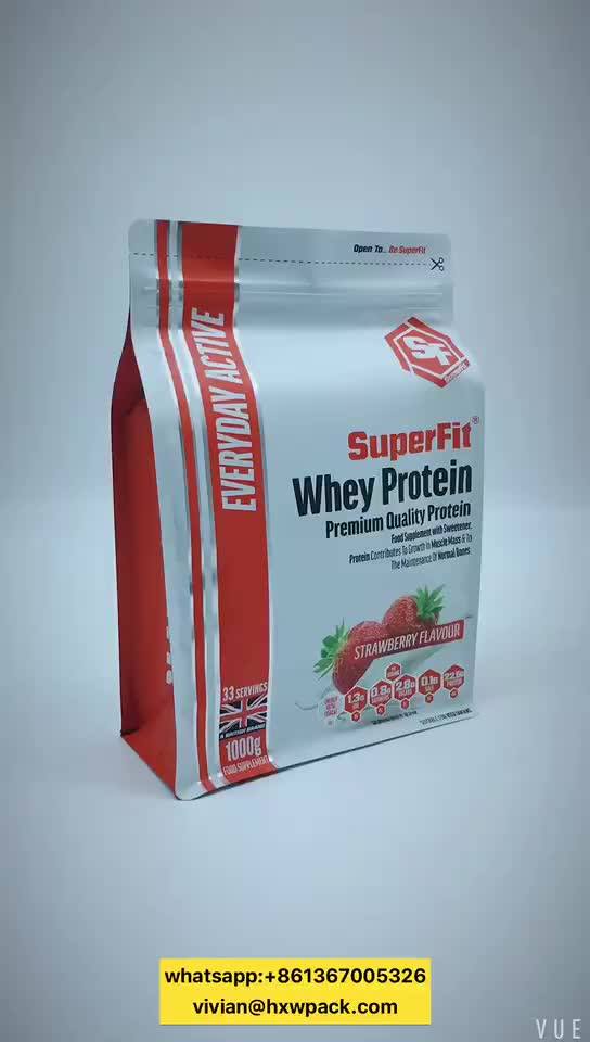 Food Grade Zipper Top Customize Glossy Printed 1.5kg Plantain Whey