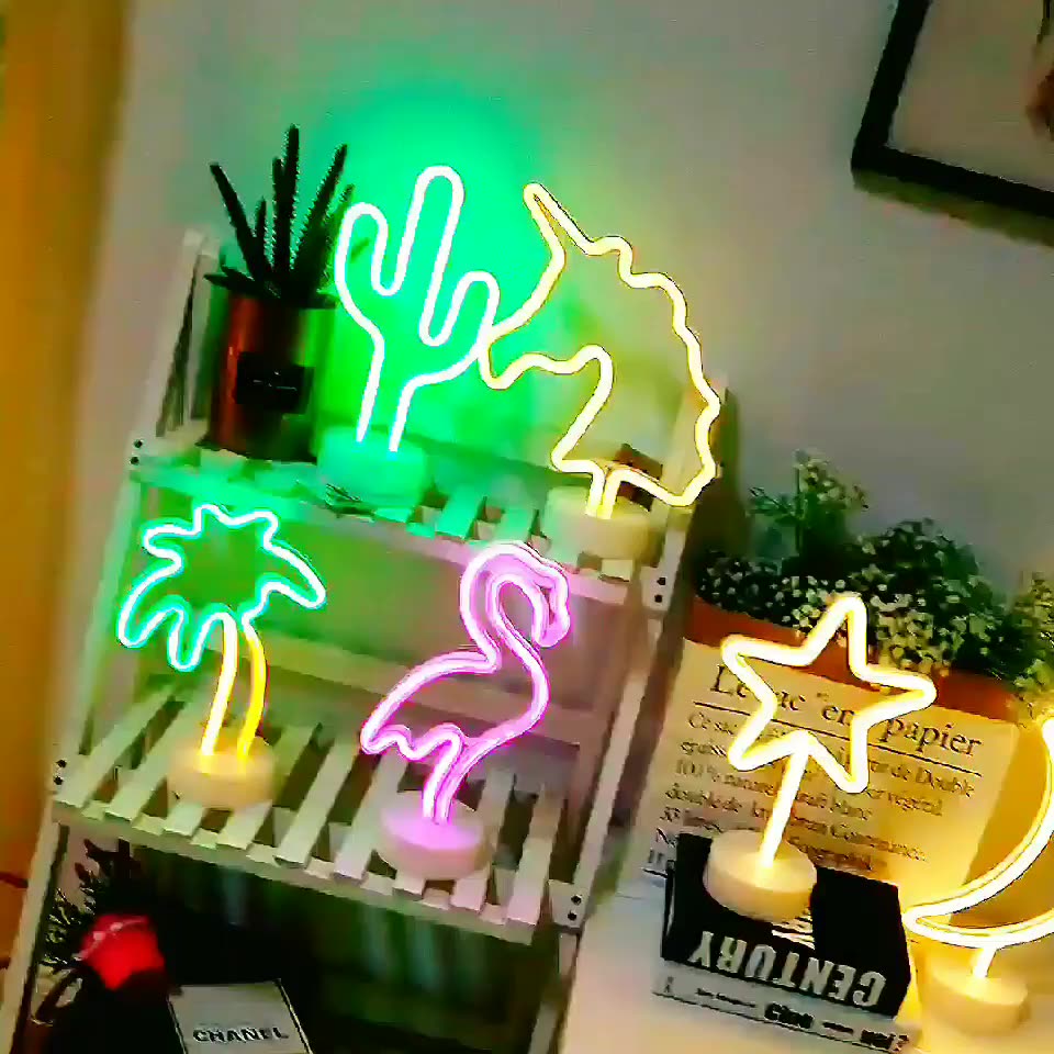 Table Decor Battery Usb Operated Flamingo Rainbow Letters Custom Led