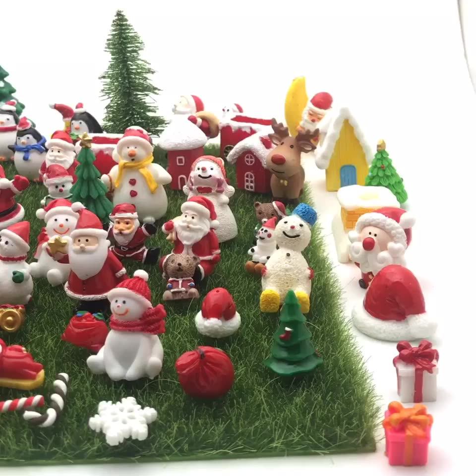 Wholesale Indoor Decoration Model Resin Miniature Snowman Trees Figurines Christmas Santa Figur