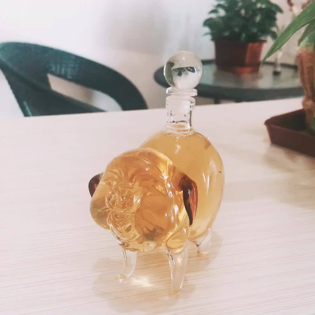 Custom Animal Shaped Horse Cow Dragon Shaped Clear Glass Wine Liquor