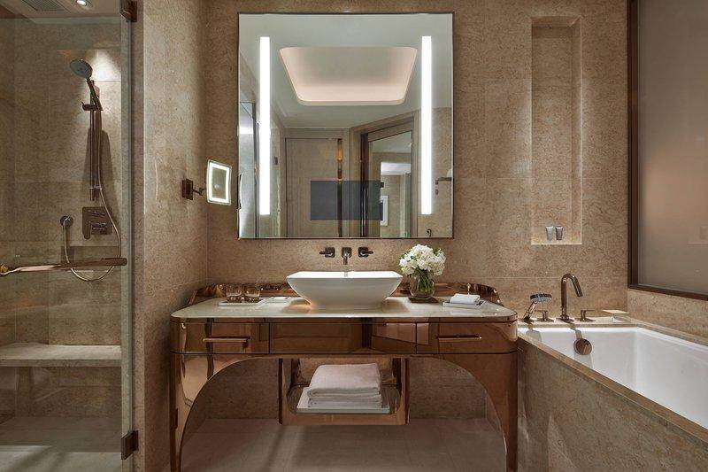 A luxury double bed guest room at the JW Marriott Hotel in Macau