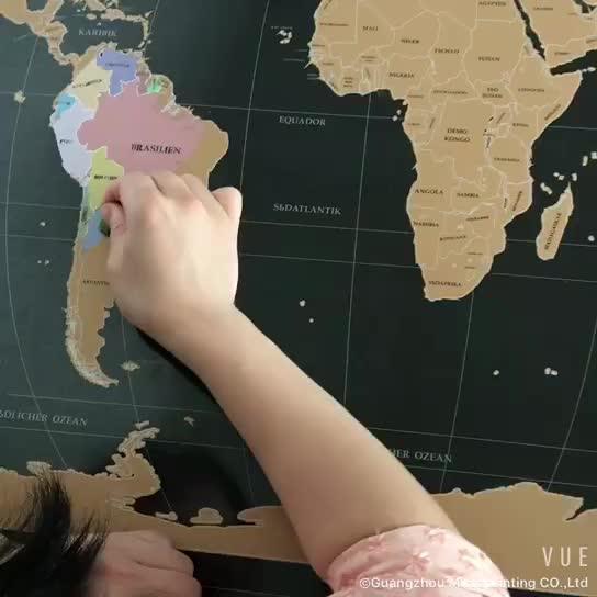 Travel World Map Scratch Off Foil Layer Coating Poster Journal Scratch