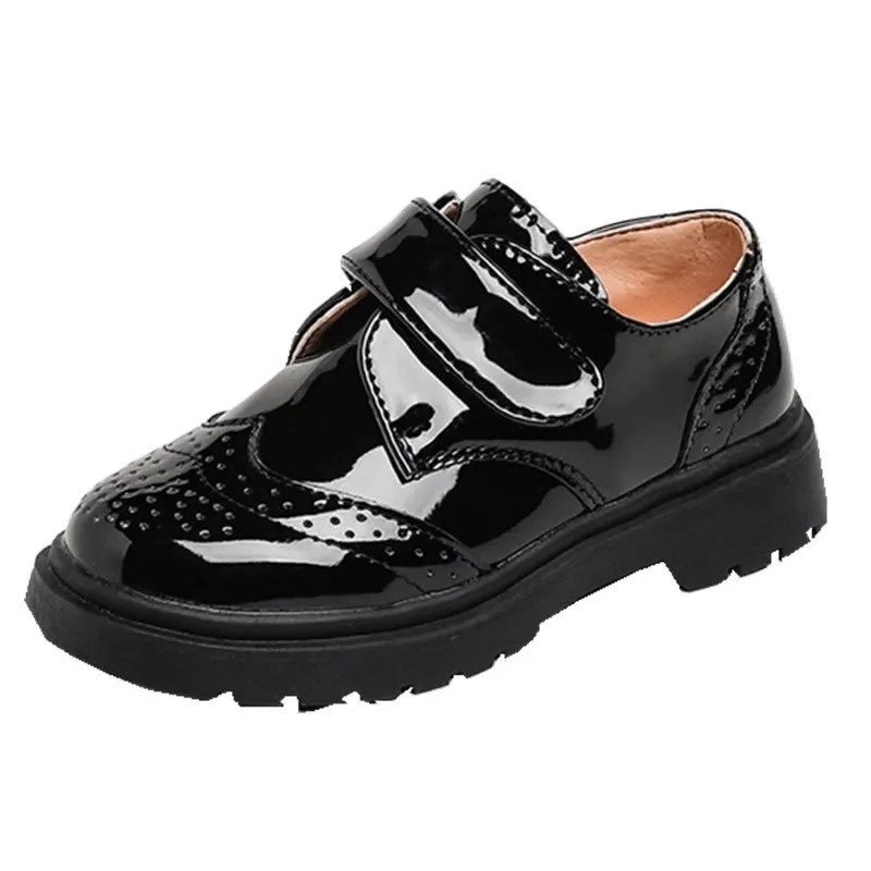 Children's black shoes for boys English style for students