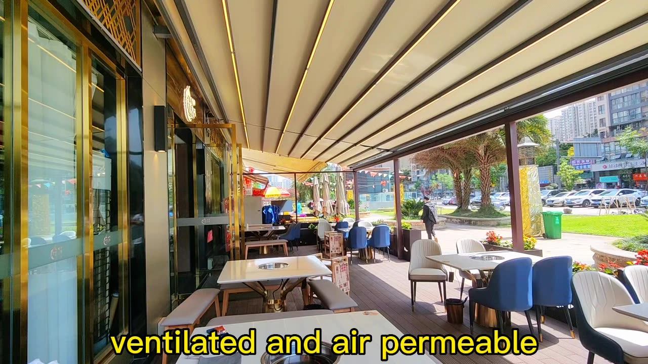 Aluminum Waterproof Sunshade Pergola Canopy Restaurant Balcony