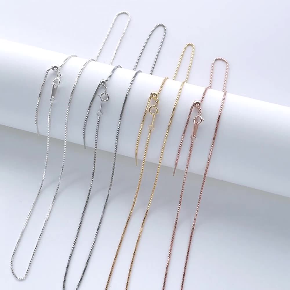 DOTEFFIL 1MM Box Chain Necklace 925 Sterling Silver 1/5/10pcs/Lot 16-30 DOTEFFIL 1MM Box Chain Necklace 925 Sterling Silver 1/5/10pcs/Lot 16-30
