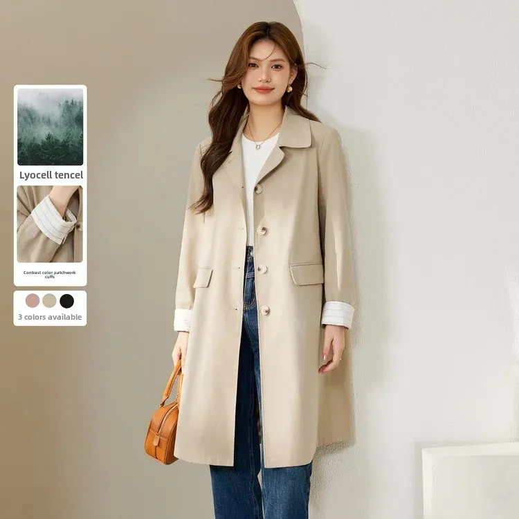 Slim Show plus size Women's Korean Style Fashionable Design Sense Contrasting Color Casual All-match Windbreaker Chubby mm2024 Autumn New