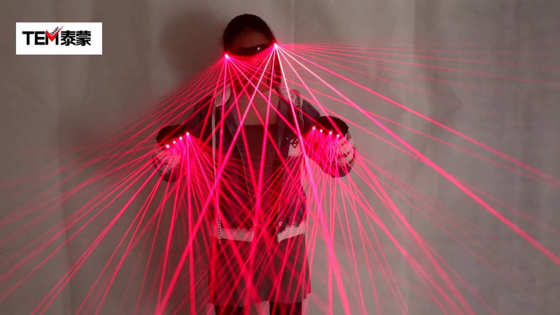 2 In 1 Multiline Red Laser Gloves With 4pcs 650nm 100mw Laser,Disco