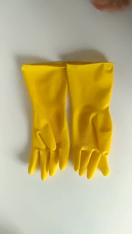 60g Flocklined Household Latex Gloves Kitchen Cleaning Potato Washing