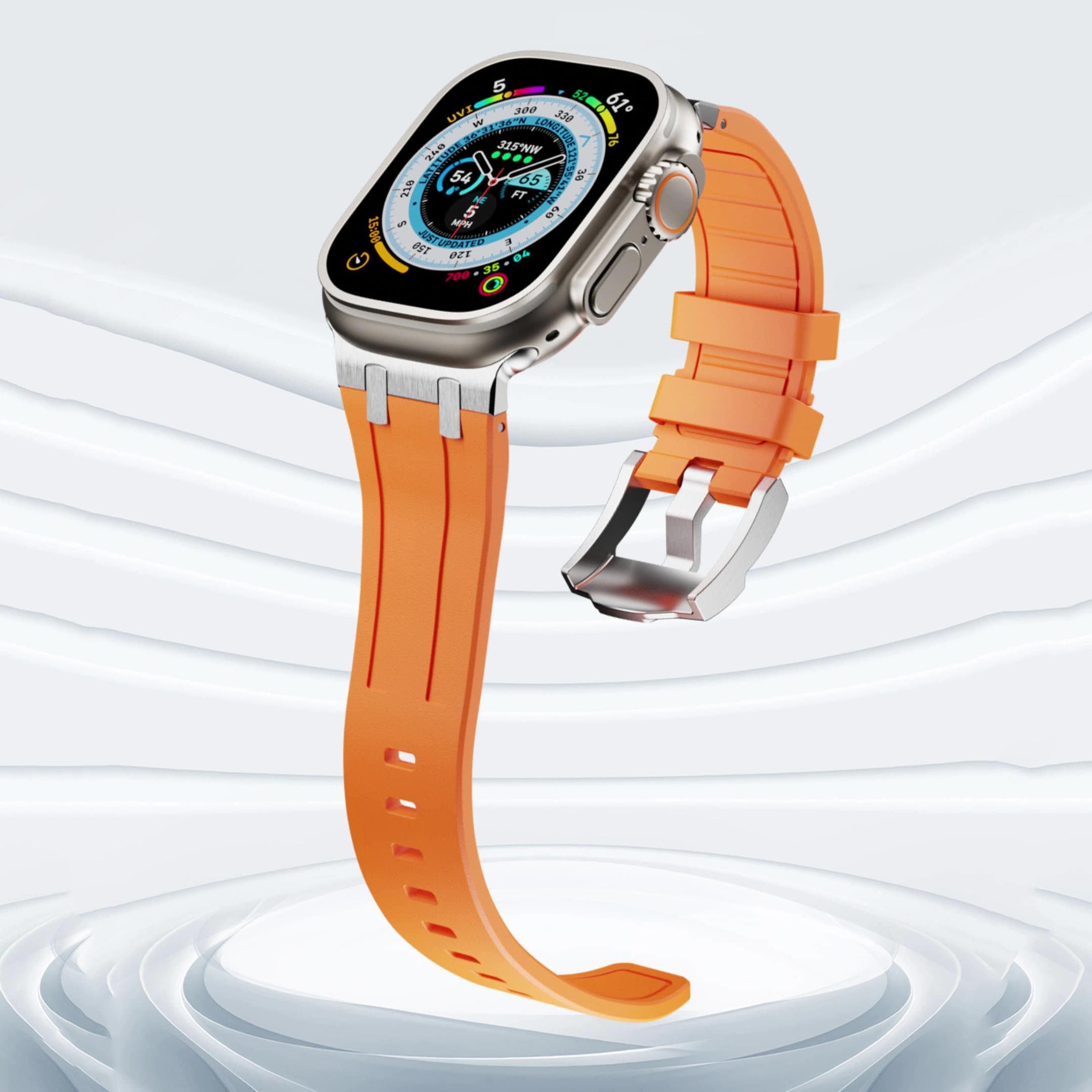 2024 New Luxury Silicone Watch Straps for Smart Watch Series Ultra  Band 44mm 45mm 49mm Metal Steel Rubber Watch Band