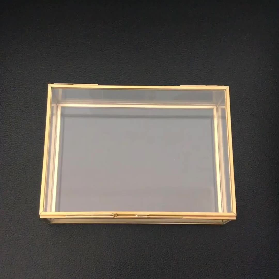 Mini Shop Display Storage Glass Shelves=> Old Vintage Brass