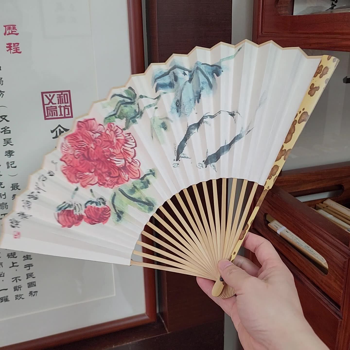 9寸水磨玉竹折扇宣纸扇子中国风古风复古折叠扇收藏扇定制竹扇子-阿里巴巴