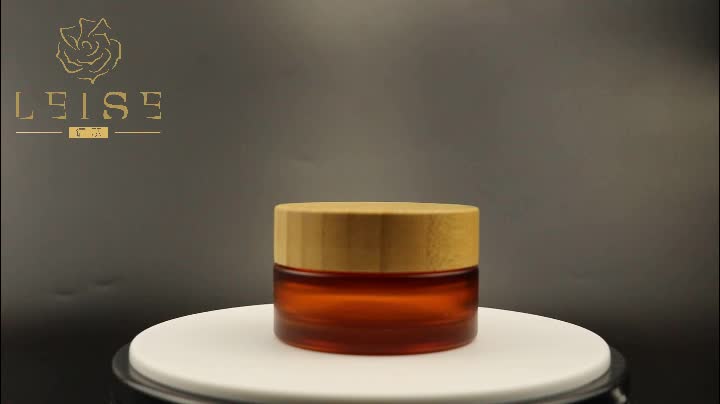 1oz 30ml 50ml 100ml  Amber  Glass  Jar  With Wooden Lid Cream 