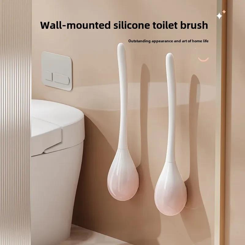 Toilet Brush Household Non-Dead Angle 2022 New Wall-Mounted Toilet Sitting and Squatting Toilet Cleaning Toilet with Base Long Handle Toilet Brush