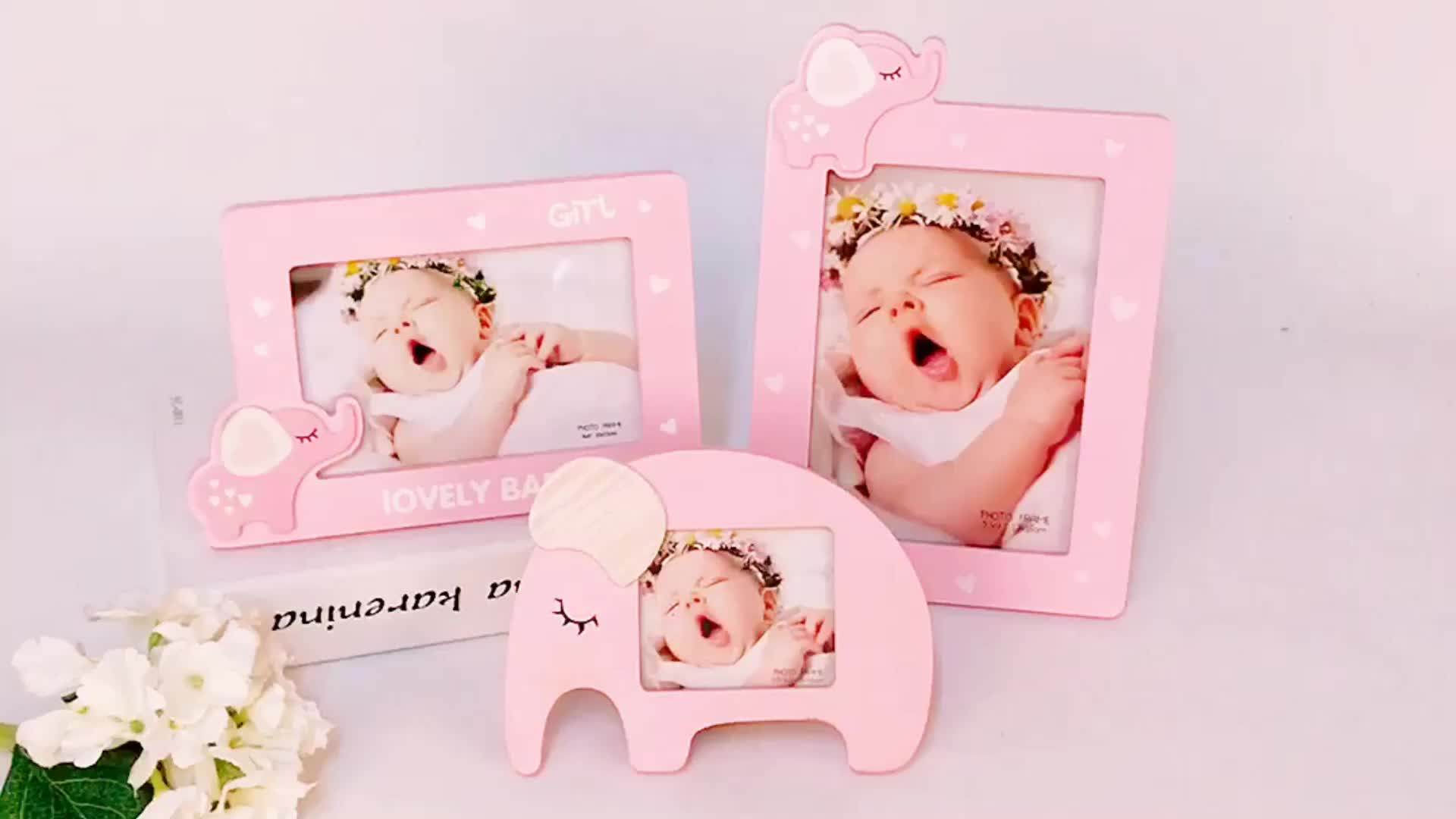 Mdf Wooden Painting Lovely Elephant Colorful Baby Picture Photo Frame