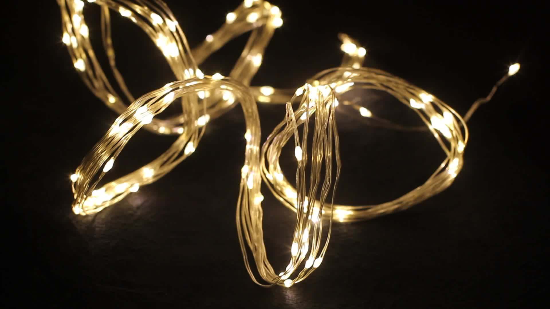 Waterproof Outdoor Garden Patio Wedding Party Decorative Led Copper String Lights Solar Power