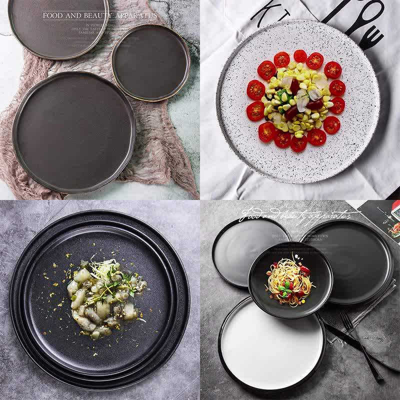 Chinese Factory Direct Products Ceramic Glazed Black Round Porcelain Flat Plates Buy Round