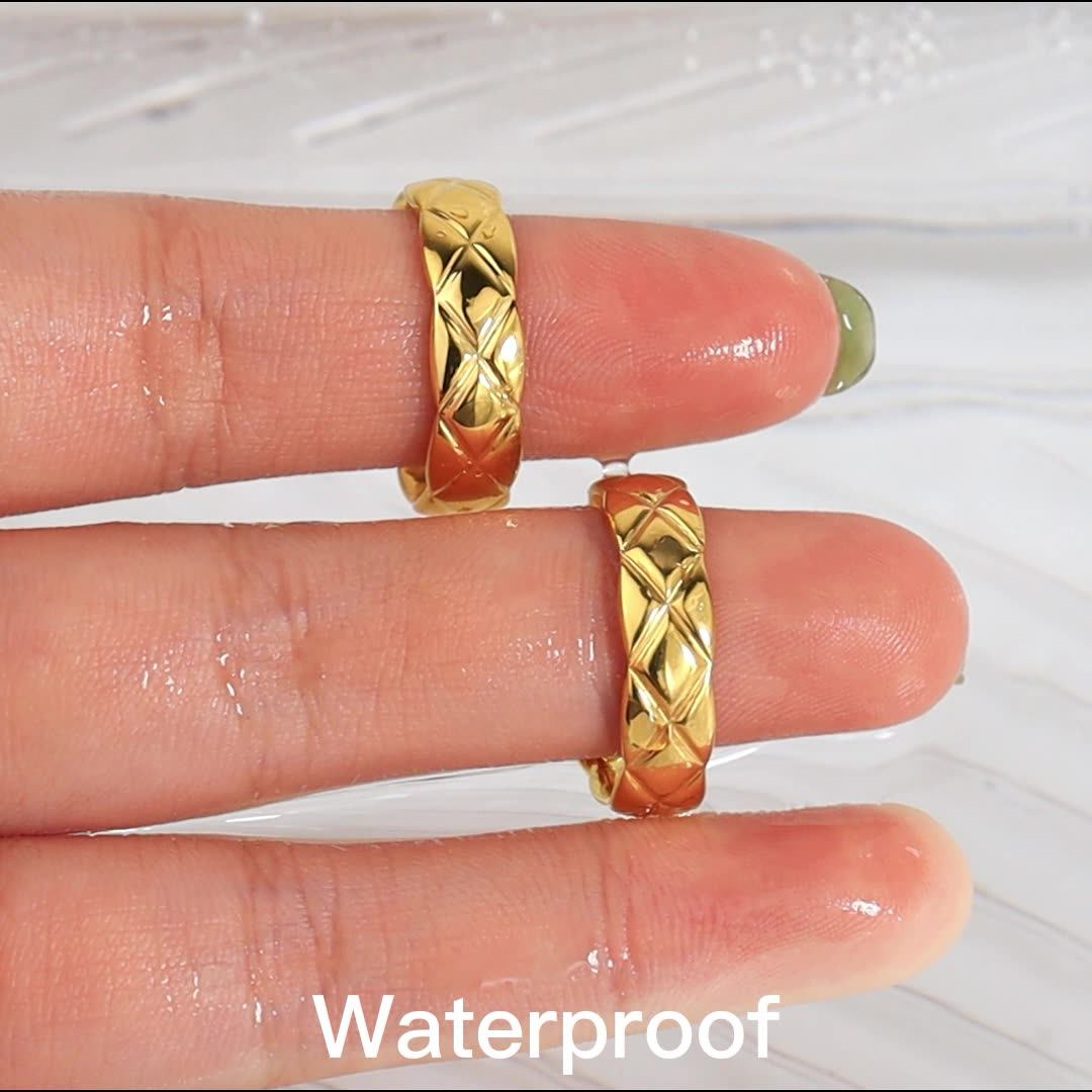 Minos Stainless Steel Cross Ring Tarnish Free Jewelry 18k Gold Plated