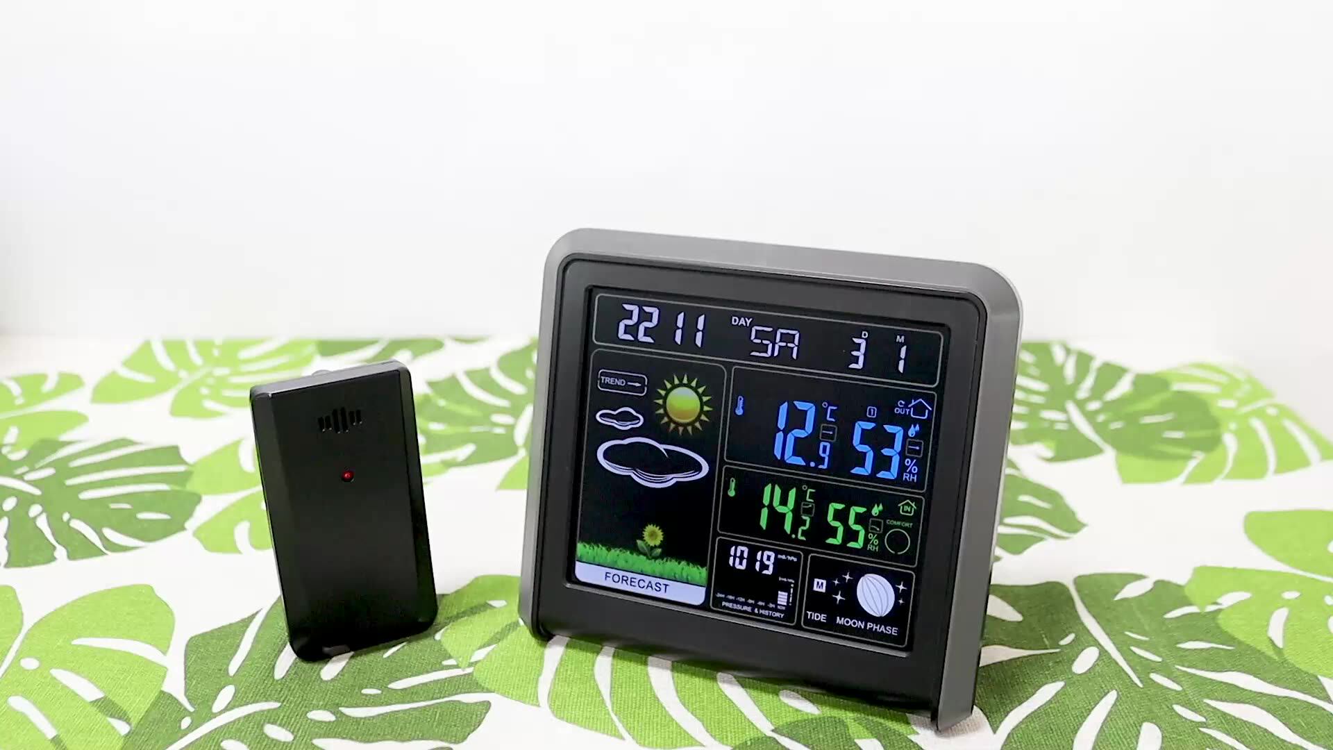 433mhz Indoor Outdoor Color Radio Controlled Wireless Weather Station