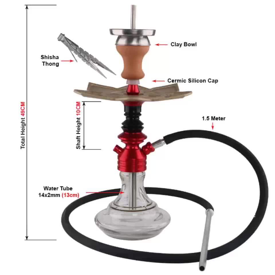 Alu Shisha With Silicone Hose Meddium Size Aluminium New Shisha Alu