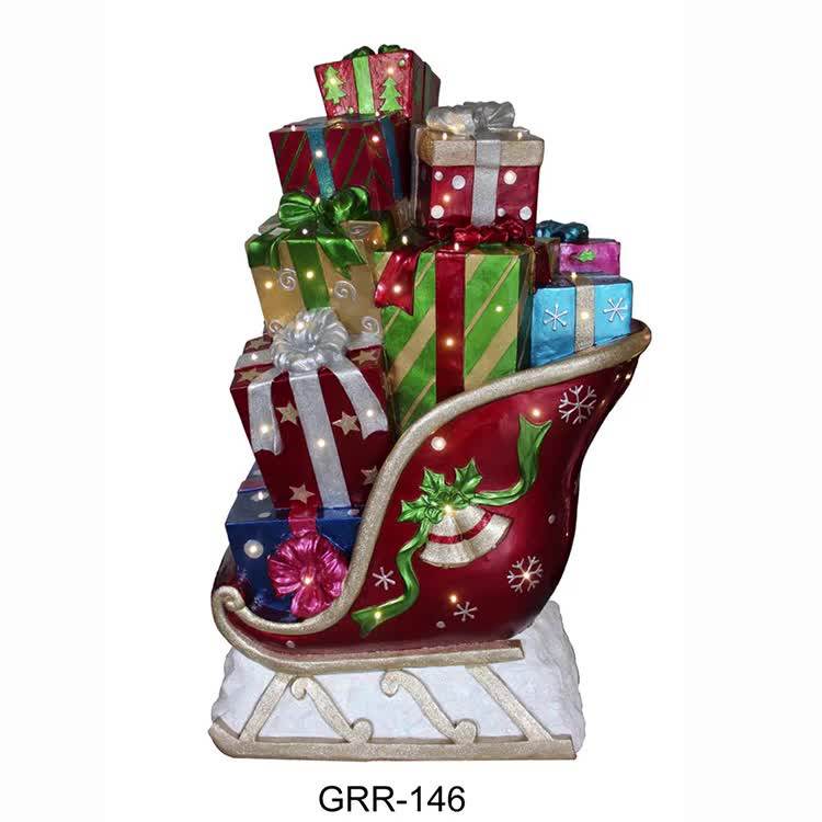 Musical Led Light Decor Resin Life Size Christmas Santa Clause Sleigh