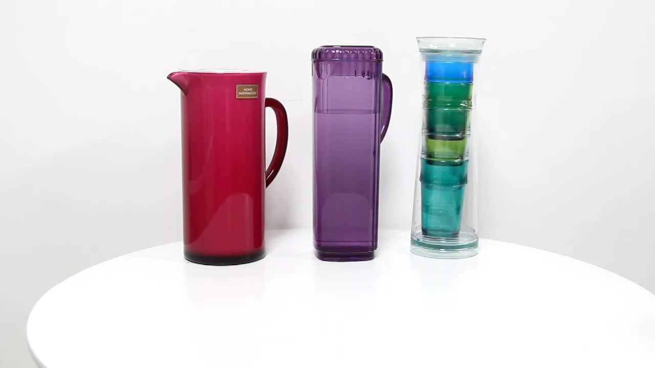 1l Clear Crystal Cold Plastic Water Pitcher/jug With Cups In Set Buy