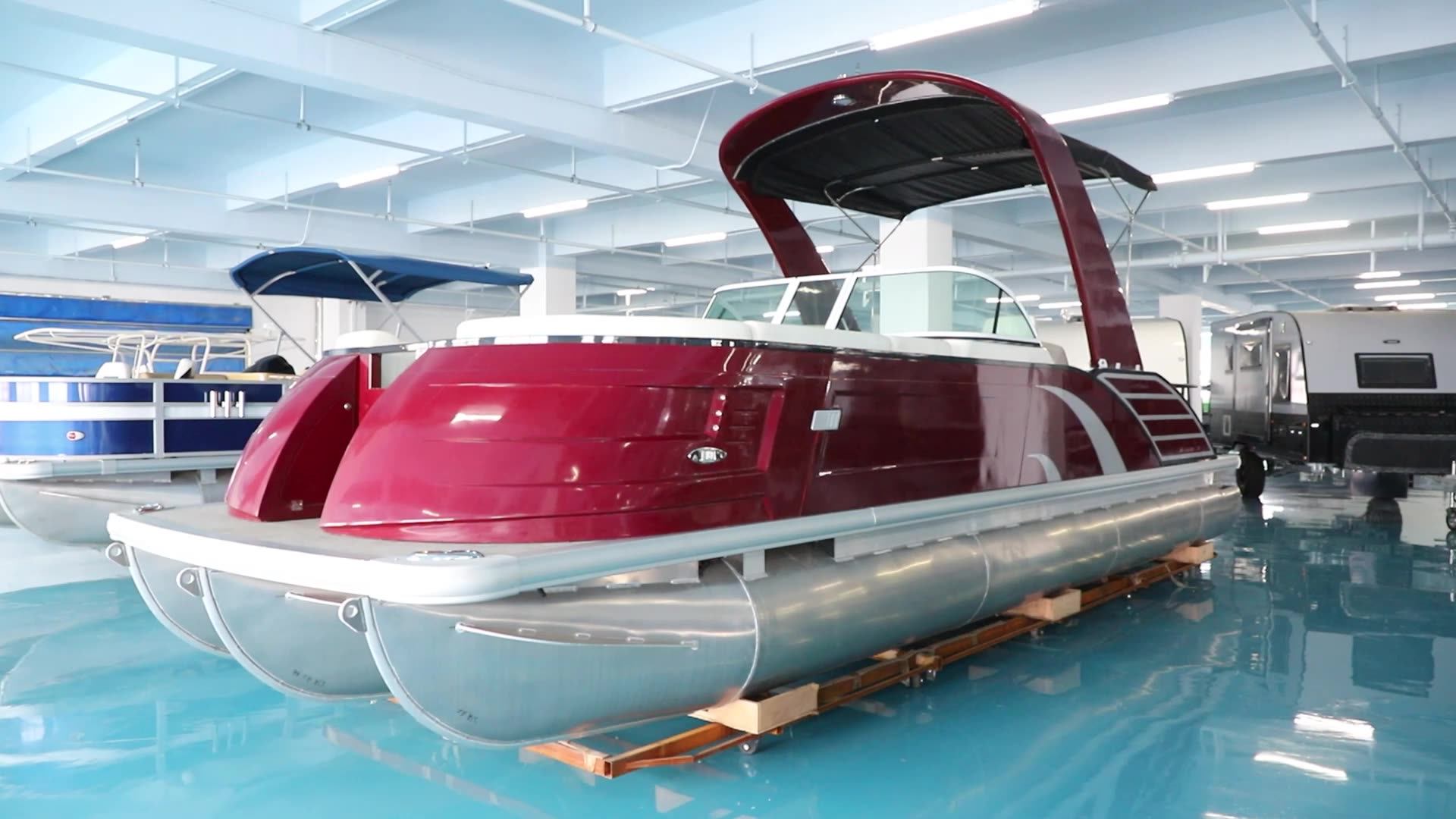 Kinocean Fully Welding 2530ft Fiberglass Pontoon Boats Fishing Boat