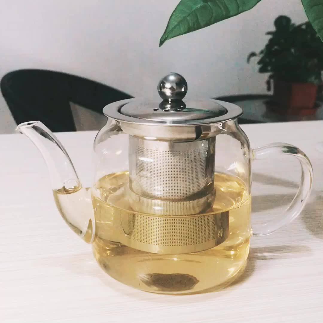 Borosilicate 300ml Glass Teapot With Stainless Steel Lid And Filter