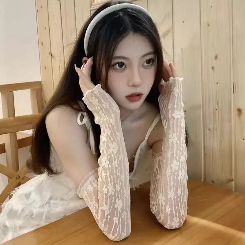 New Lolita Lace Gloves Japanese Style Female Influencer Sweet Ballet Style Photo Fake Sleeves Ins Thin Style