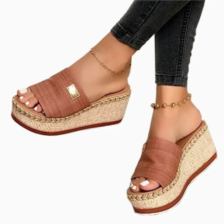 Women's Comfy Platform Wedge Sandals Slip On Casual Summer Beach Slipper Shoes