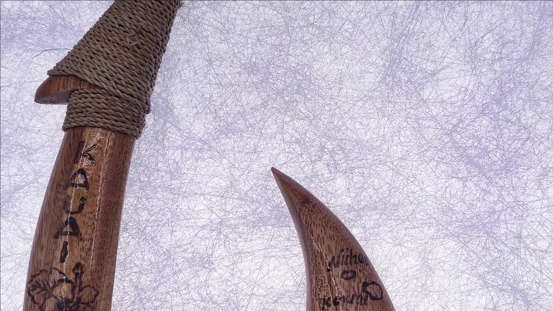 Handmade Standing Wooden Fish Hook Hawaiian Hei Matau 12 Inches With