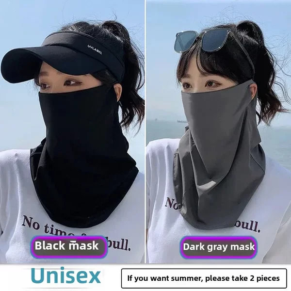 Men's and women's summer sunshade face mask ice silk sunscreen full face anti-ultraviolet mask sunscreen neck riding mask