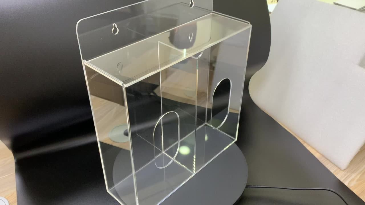 Acrylic Clear Wall Floating Glove Rack And Glove Box Dispenser Holder