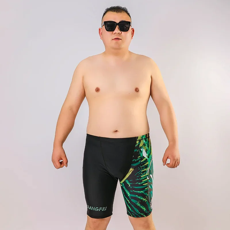 Printed Plus-Size Five-Point Swimming Trunks for Men's Swimming Pool Competitive Professional Swimming Trunks Adult Competition Training Swimming Trunks