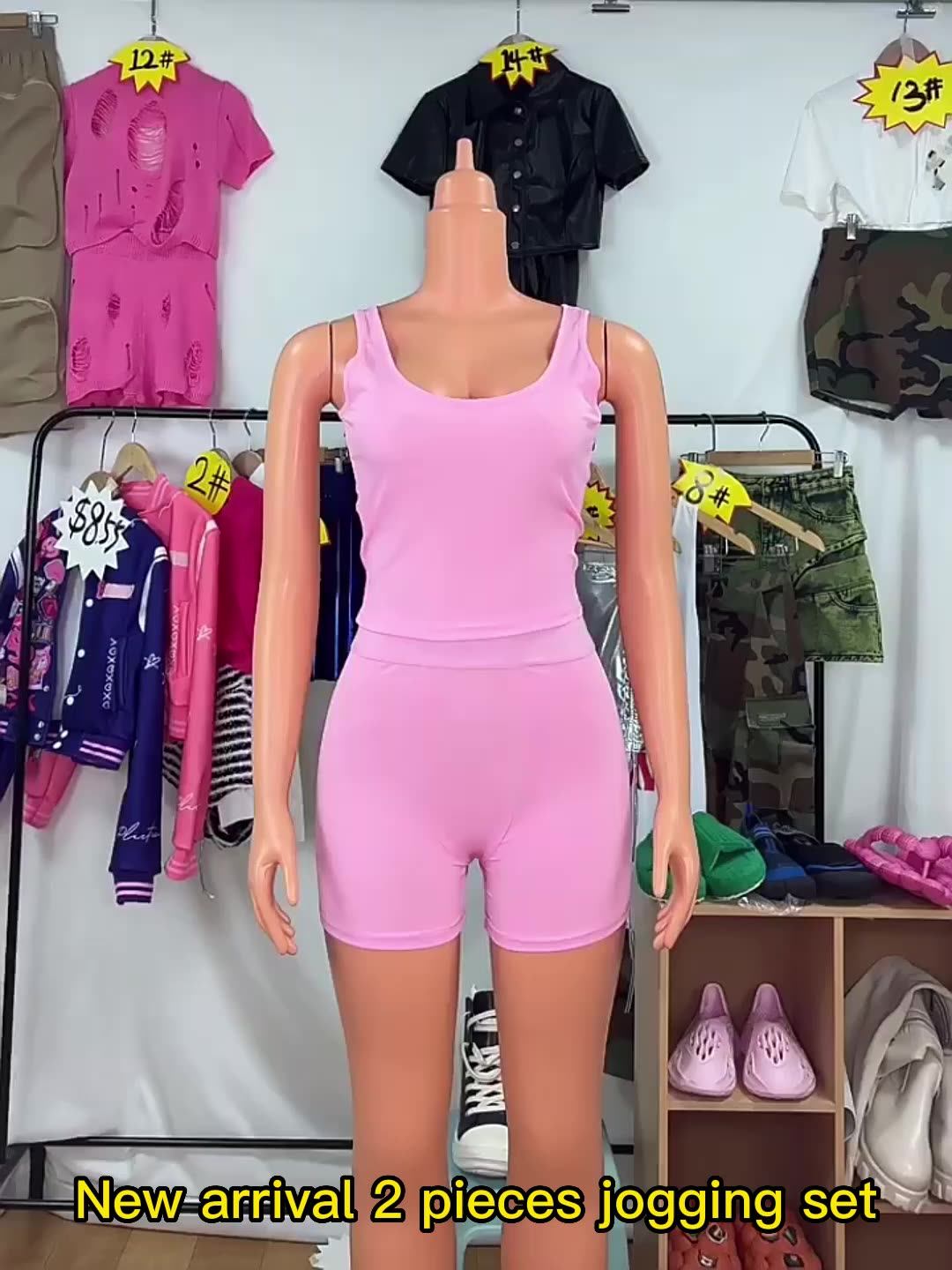 New Fashion Women Two Piece Set 2023 Solid Sleeveless 2 Piece Jogger