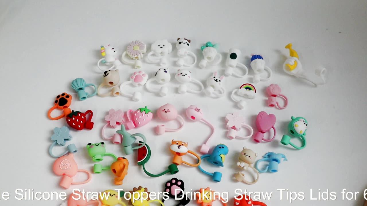 Reusable Cute Drinking Straw Tips Bpafree Portable Dustproof Silicone