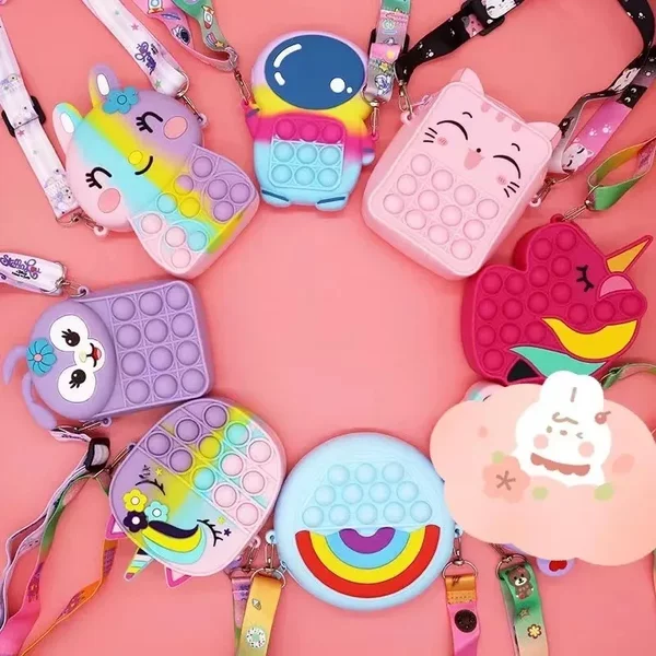 Rodent Exterminator Silicone Cartoon Press Crossbody Bag Unicorn Children's Shoulder Bag Girls Crossbody Small Square Bag Wholesale