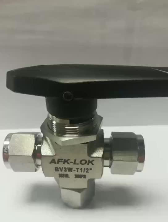 Ball Valve Nitrogen Oxygen Helium 3way Gas Ferrule Threeway Ball