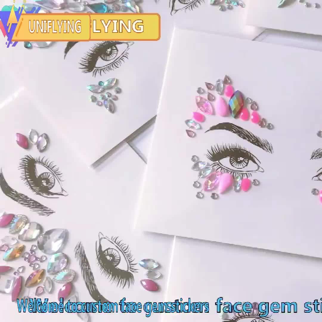 Gem & Rhinestone Sexy Jewels Face Body Stickers 3d Crystal Face Jewels