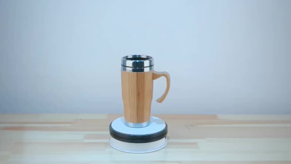 450ml/16oz Bambootravel Coffee Tumbler With Handle Stainless Steel