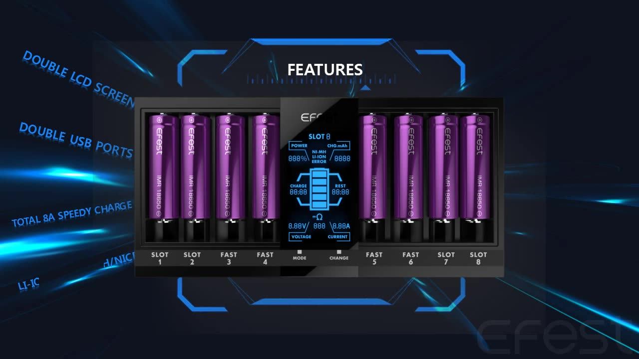 efest luc v8 double lcd screen fast battery charger price