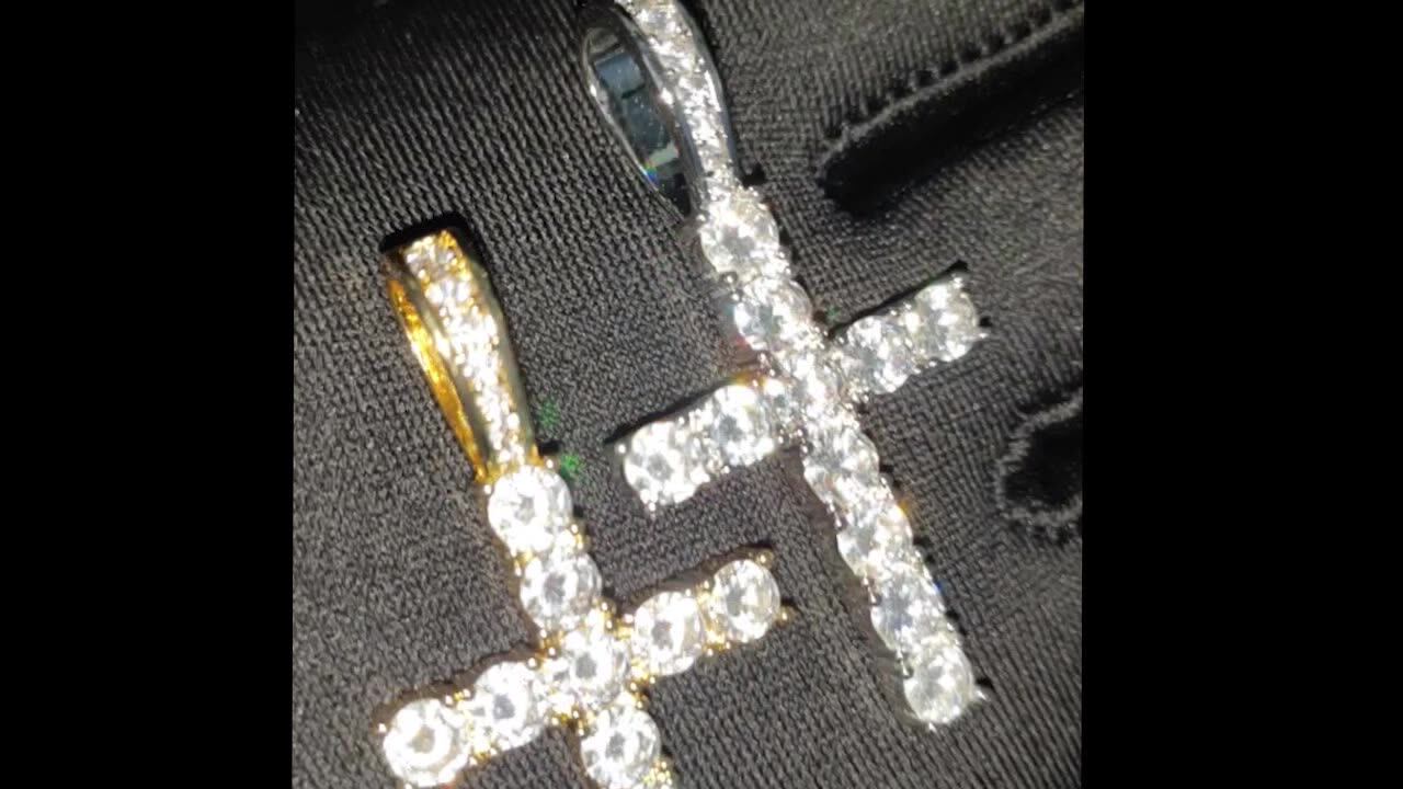 TOPGRILLZ Hip Hop Pico Harvey Cross Pendant Necklace Micro Pave