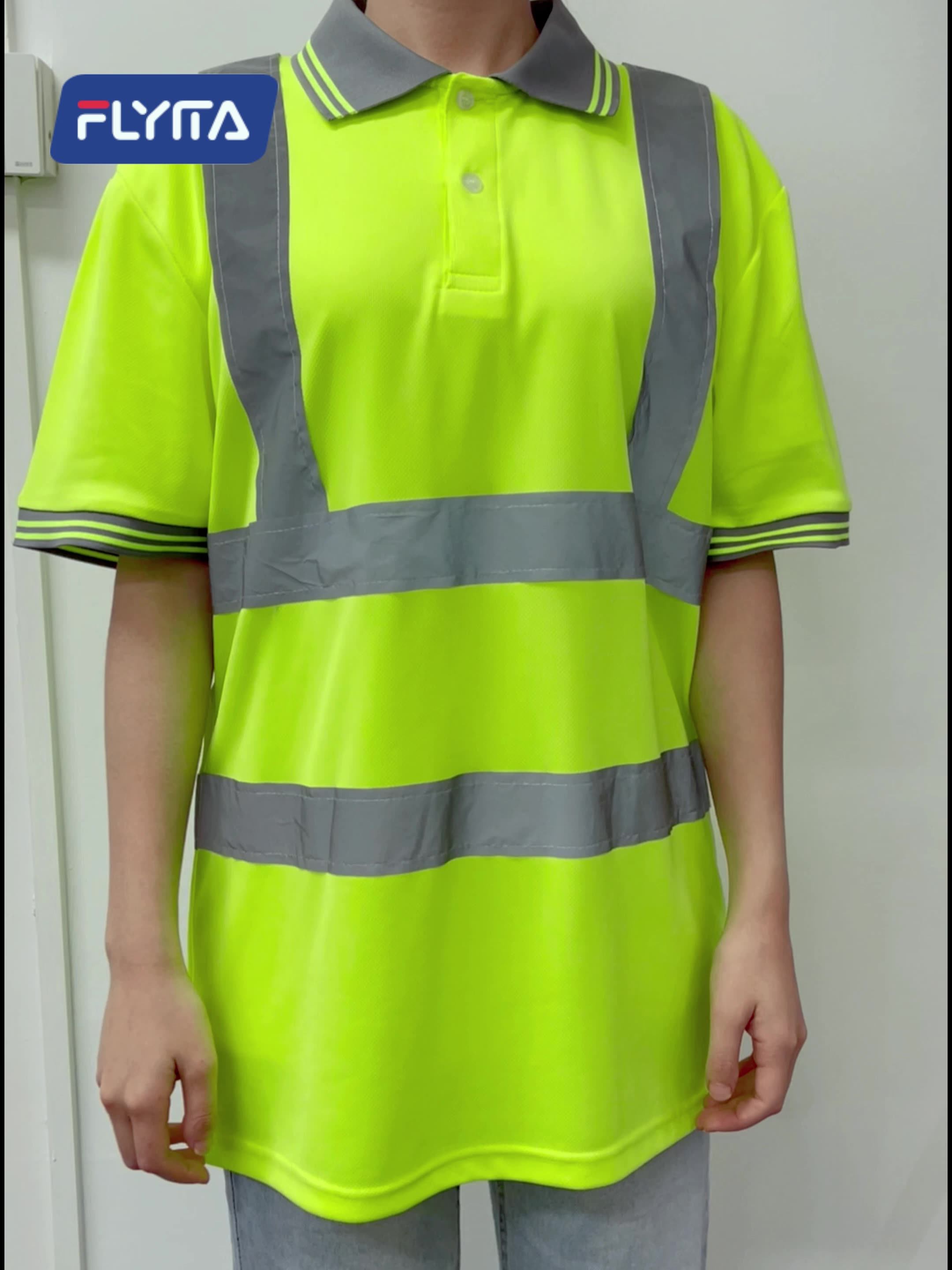 Ansi Class 3 Safety Shirt Work Wear Fluorescent Yellow Construction