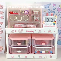 桌面收納盒少女心抽屜式收納盒咕咔盤學生宿舍九宮格收納盒置物架