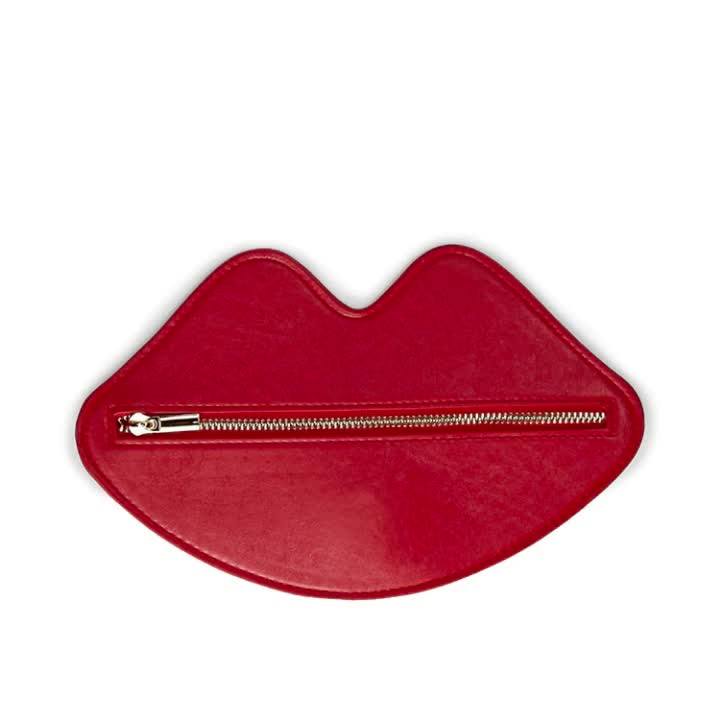 Wholesale Cheap Lip Shaped Faux Leather Mini Makeup Pouch Cosmetic Bag