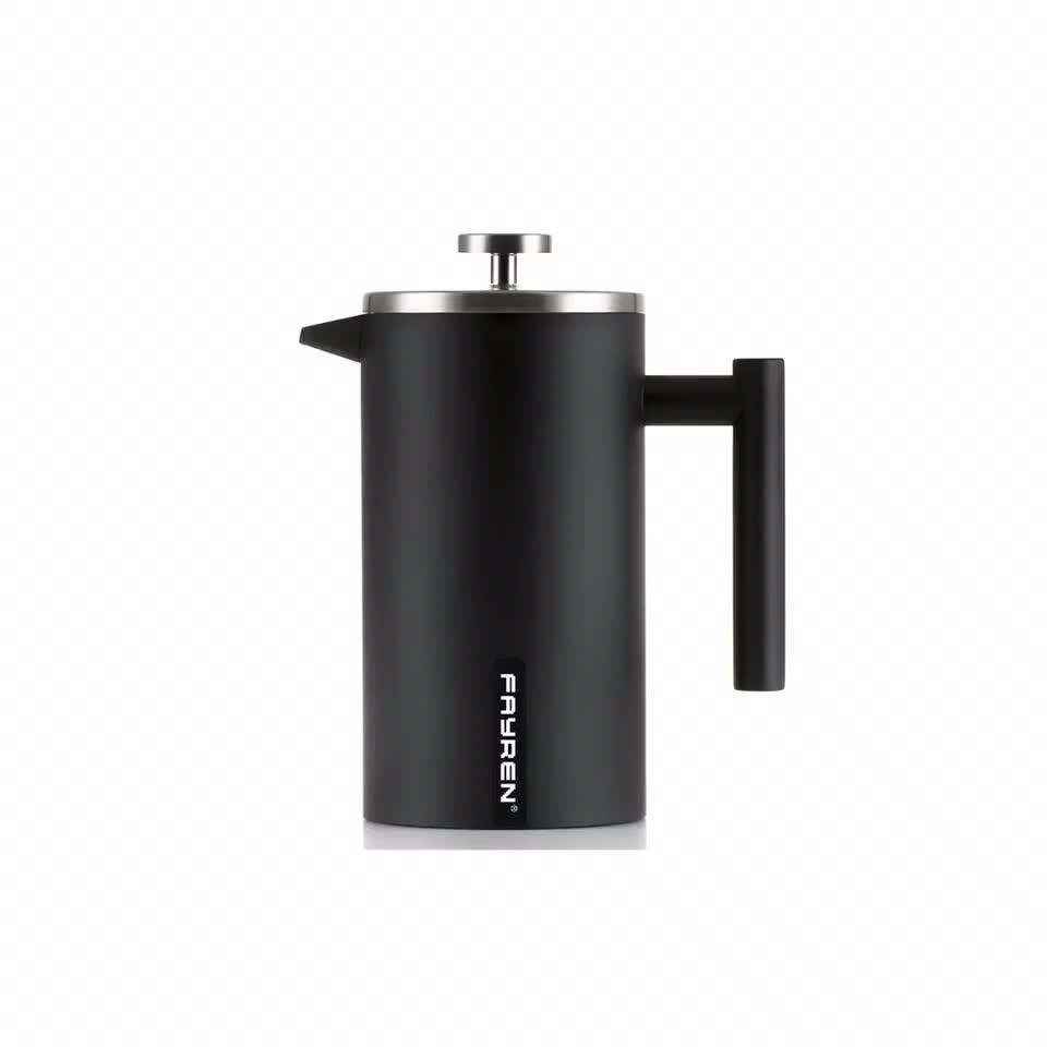 Coffee Tea Maker Flask Extra Filters Double Wall Stainless Steel Black