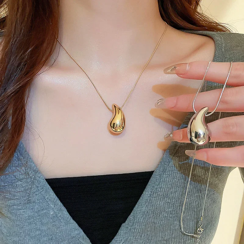 Amazon Ins hot stainless steel high-end water drop necklace without fading 18K gold earrings titanium steel earrings for women