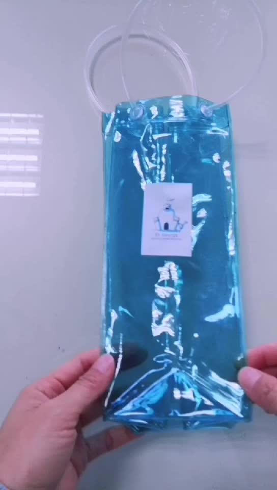 Clear Plastic Pvc Wine Tote Bags With Handle Single Bottle Wine Pouch